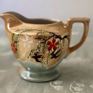 Vintage Japan Lustre Blue Bird Creamer From  1930s